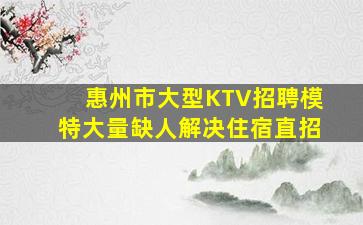 惠州市大型KTV招聘模特大量缺人解决住宿直招
